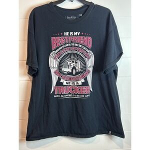 Sun‎ frog "Trucker Wife" Tshirt Women's XL Black